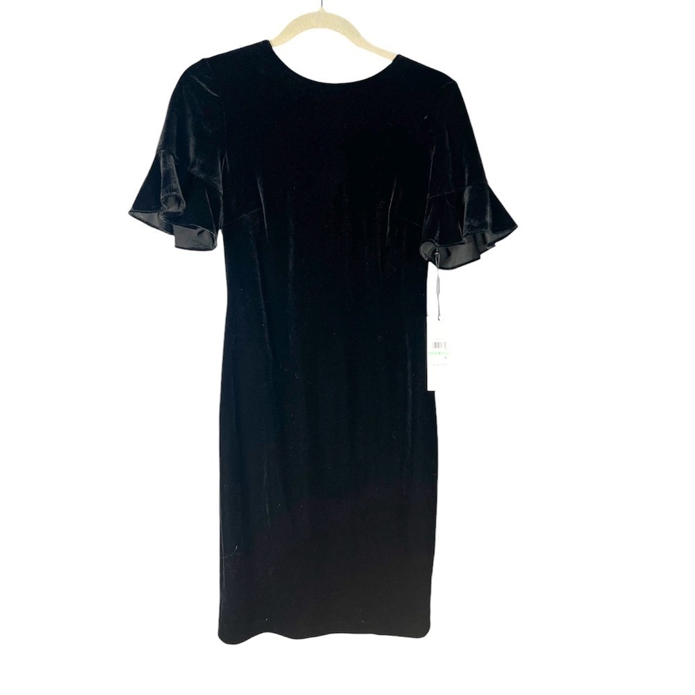 NWT Calvin Klein Velvet Mini Dress with Ruffle Sleeve 8